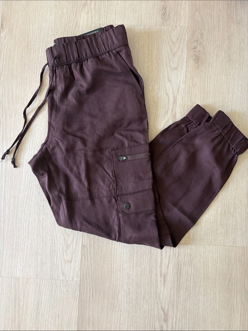 Banana Republic Petite XS Lyocell Cargo Jogger Pants rich chocolate Brown NWT